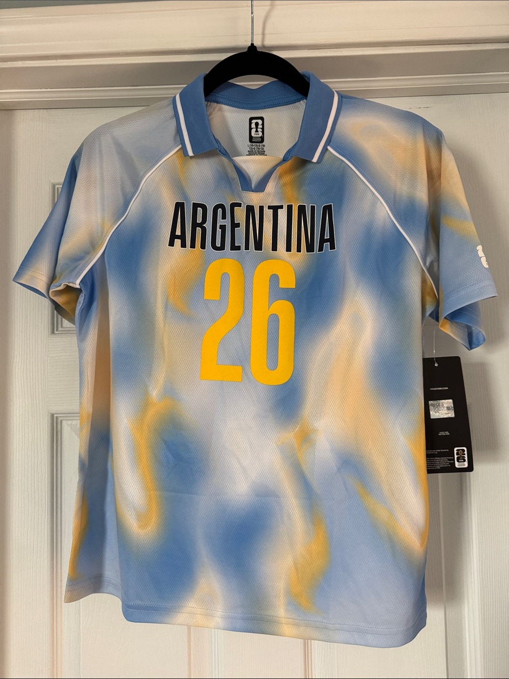 Argentina #26 Kids Soccer Jersey in Light Blue & Yellow